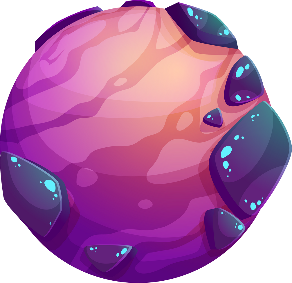 Cartoon galaxy space planet with mountain craters