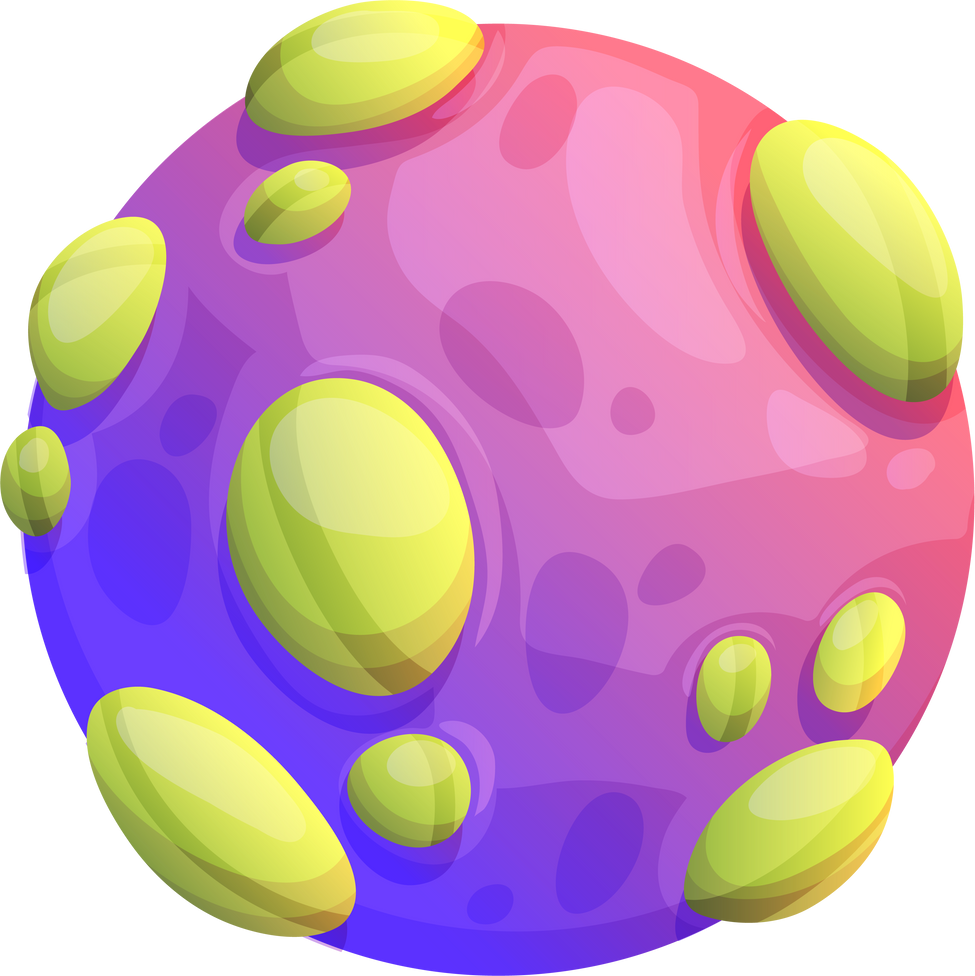 Galaxy Space Planet with Volcano, Mountain Craters