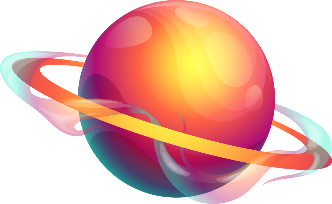 Cartoon galaxy planet with ring and waves GUI icon